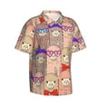 thumbnail image 2 of Uemuo Cute Lamas Printed Regular Fit Short Sleeve Casual Hawaiian Shirt for Men,Aloha shirt,Tropical shirt,Floral print shirt,Vacation Beach shirt-, 2 of 9