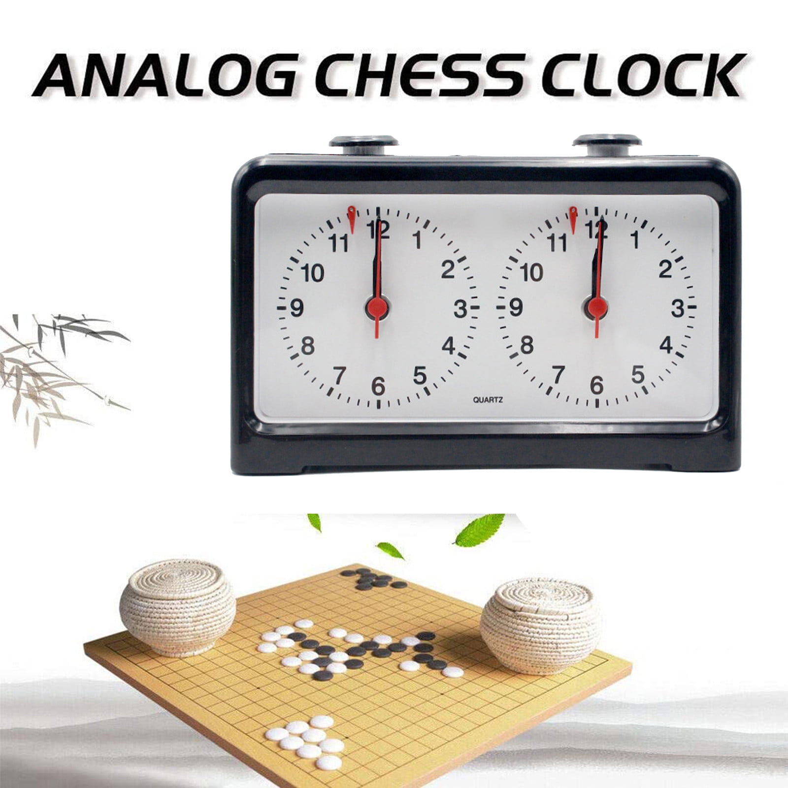 Quarz Analog Chess Clock I-go Count Up Down Timer for Game Competition Black 
