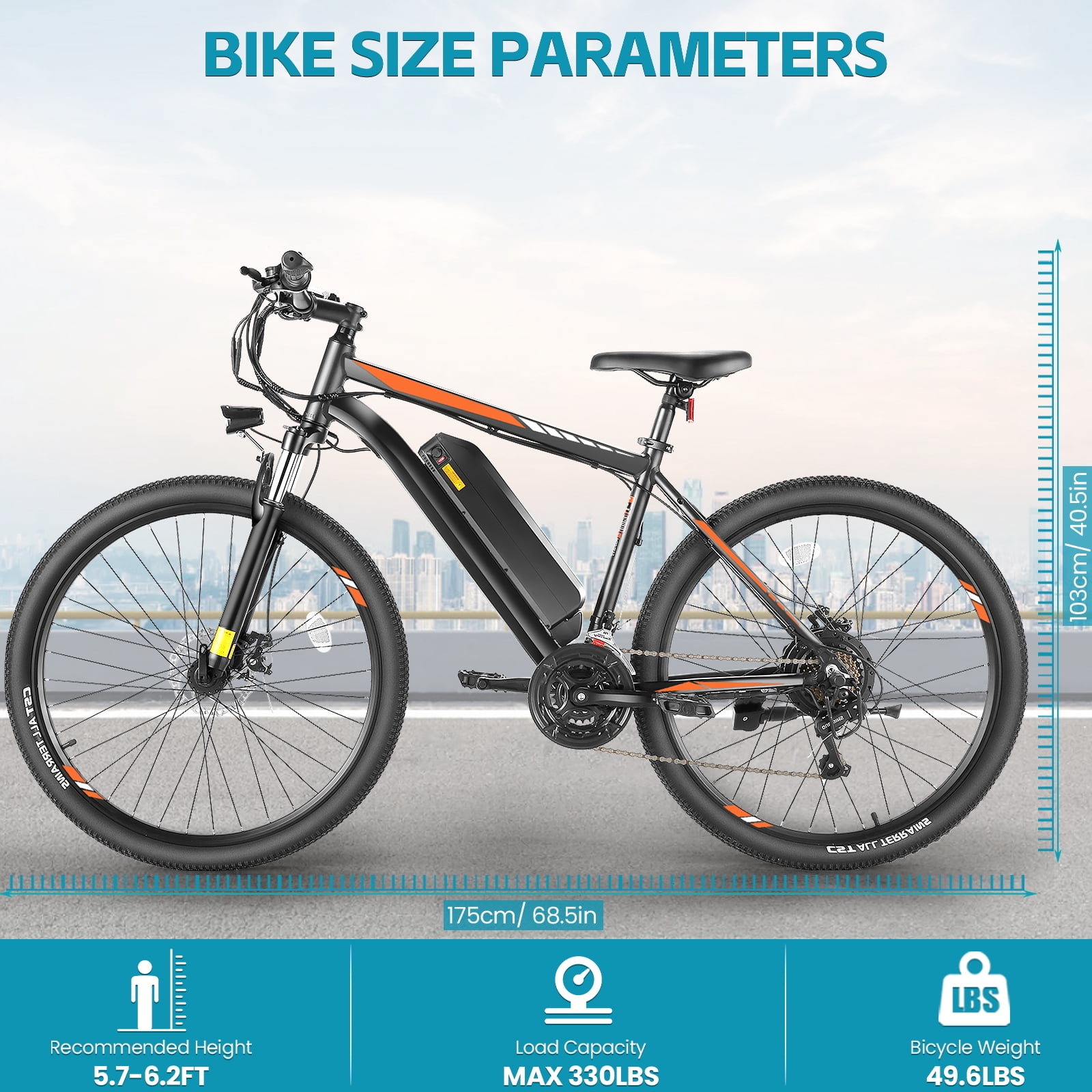 Elifine 27.5" Electric Mountain Bike for Adult 500W Electric Bicycle with 48V 10.4Ah Long-Lasting Battery, LCD, Lockable Suspension Fork, 5 Riding Modes, 21 Speed Mountain Ebike, UL2849