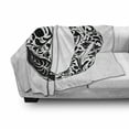 thumbnail image 3 of Letter O Soft Flannel Fleece Throw Blanket, Monochromatic Design Uppercase O with Classical Leaf and Flower Natural Motifs, Cozy Plush for Indoor and Outdoor Use, 70" x 90", Black White, by Ambesonne, 3 of 6
