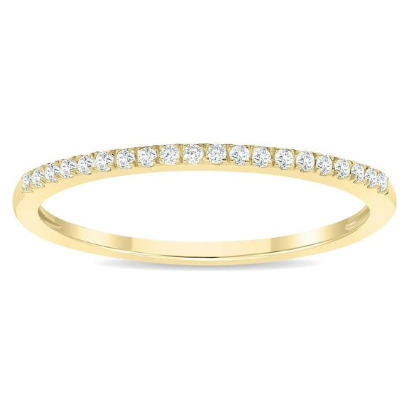 SZUL Women's 1/10 Carat TW Thin Diamond Wedding Band in 10K Yellow Gold (J-K-L Color, I2-I3 Clarity)