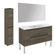Ambra 120F Pack 2 Samara Ash Free Standing Complete Vanity Unit with Column and Mirror