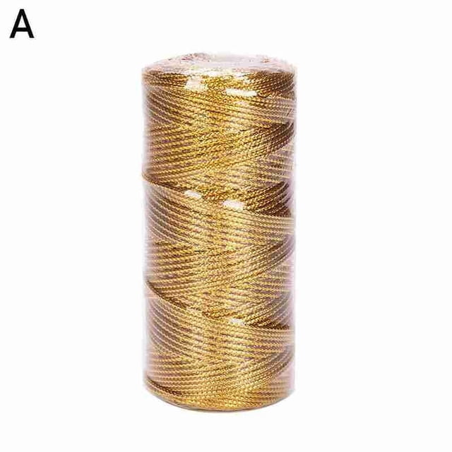 Round Lurex Cord Rope for Crafts & Trimmings, Metallic Gold & Silver Thread, 100m Spool for DIY Jewelry Making, Home Decor & Sewing Projects