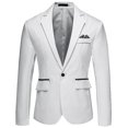 thumbnail image 1 of Veste de Complet Ajustée Décontractée pour Homme, Blazer d'Affaires à Revers Cranté à un Bouton, 1 of 5