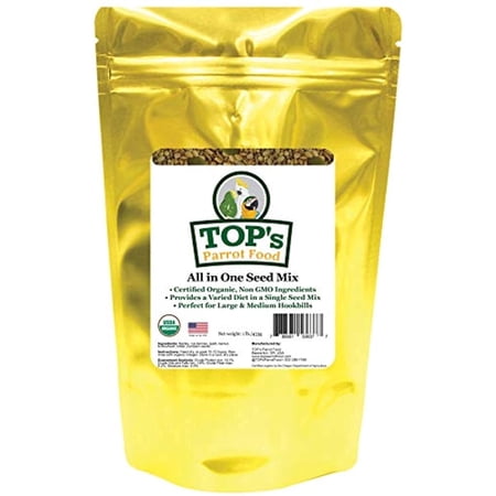 TOP's All In One Seed Mix for Large Birds, USDA Organic Certified, Human Grade, Non-GMO, Corn & Soy Free Bird Food, 1 lb
