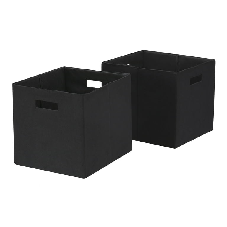 Better Homes & Gardens Fabric Cube Storage Bins (12.75" x 12.75"), Set of 2, Rich Black