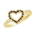 thumbnail image 2 of AFFY (0.48 cttw) Simulated Blue Sapphire & White Natural Diamond Heart Promise Ring In 14k Yellow Gold, 2 of 2