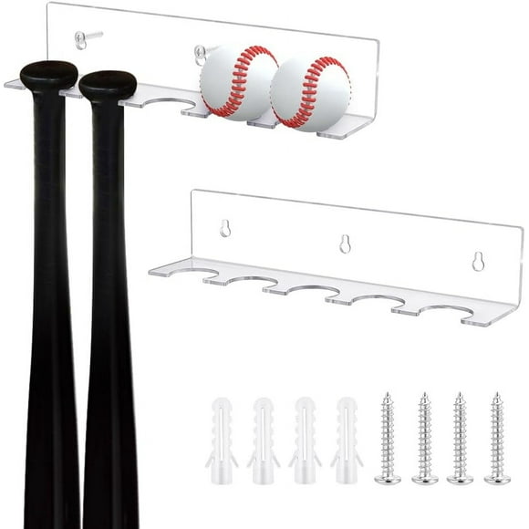2 Ensembles de Supports de Batte de Baseball pour 5 Battes Support Mural en Acrylique Robuste pour Affichage Vertical pour s'Adapter au Manche Baseball Softball pour la Maison