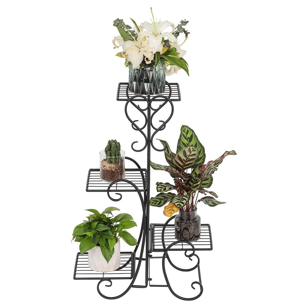Plant Stand Metal Flower Holder Pot with 4 Tier Garden Decoration Office Display 