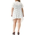 thumbnail image 4 of Unique Bargains Women Plus Size Cardigan Lace Crochet Short Sleeves Sheer Cover Up 1X White, 4 of 6