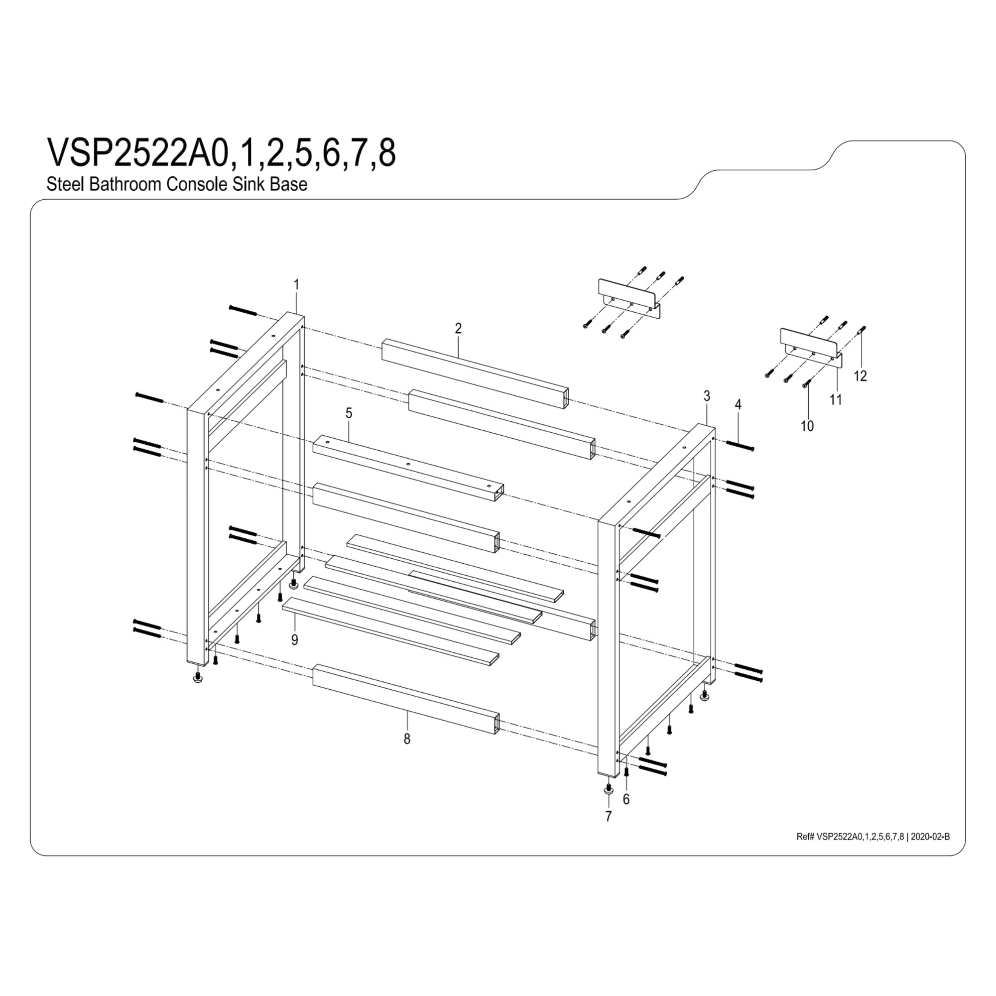 Kingston Brass VSP2522A6 Steel Console Sink Base, Polished Nickel