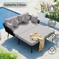 thumbnail image 2 of Outdoor Patio Sunbed with Woven Nylon Rope Backrest with Washable Cushion for Balcony, Poolside, Gray, 2 of 6