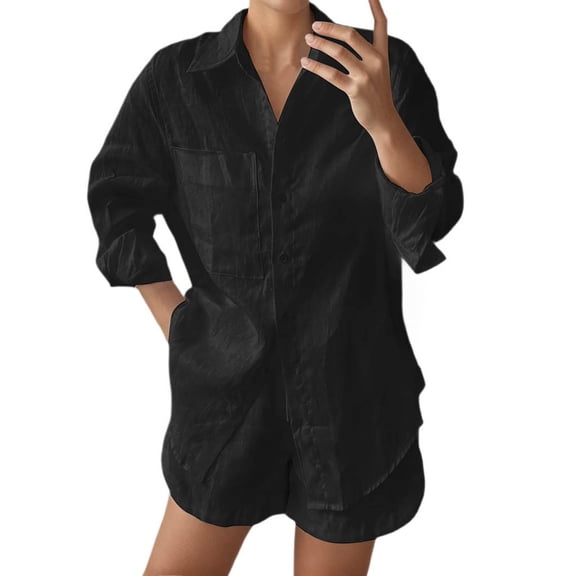 MDUKONU Women's Casual Tracksuit Durable Elegant Outdoor Black L