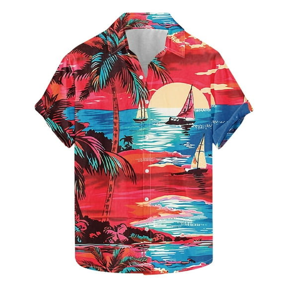 Txeol Perfect for the Sun: Mens Hawaiian Shirts Short Sleeve Button Down - Trendy Styles Designed to Keep You Cool at Summer Gatherings Daily Deals,Multicolor,XXL