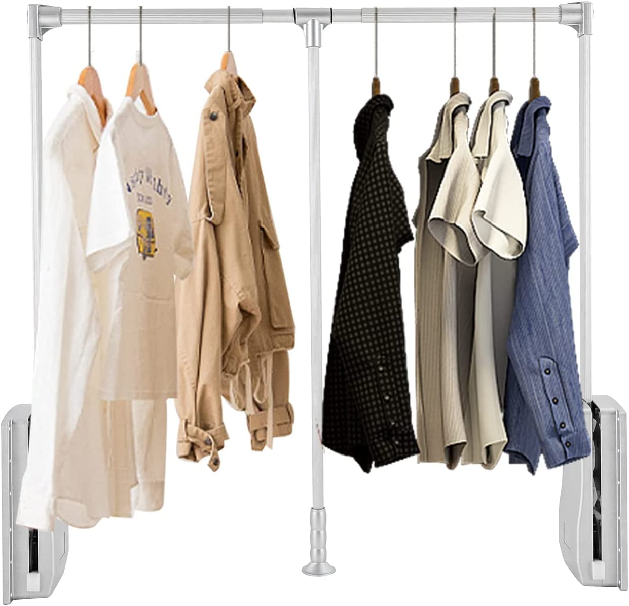 Miumaev Pull Down Closet Rods, Closet Organizer PullDown Clothes Hanger, Adjustable 3548 Inch