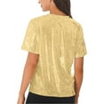 thumbnail image 5 of ZHUASHUM T Shirts For Women Round Neck Shiny Glossy Solid Color Turtleneck Short Sleeve Tee Shirt Top Ladies T Shirt And Blouses Gold L, 5 of 7