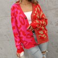 thumbnail image 2 of Arlun Women's Color Block Leopard Print Button down Long Sleeve Cardigan Sweaters Loose Fit Lightweight Soft Cozy Outwear 2025 Fall Winter Clothes for Women Hot Pink L, 2 of 8