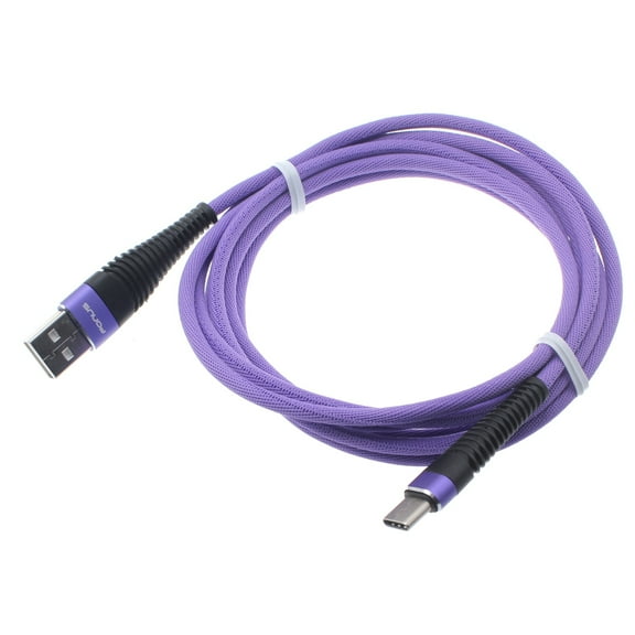 Purple 10ft USB Cable Type-C Charger Cord Power Wire Q3O for Motorola One, Moto Z4 Z3 Play Z2 Play Z Play Droid Force Droid X4, Revvlry Plus, G7 Power Play G6, Razr (2020) - Nokia 3.1, 7.1