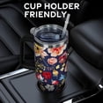 thumbnail image 2 of 40oz Tumbler with Handle and Straw Lid | Vacuum Insulated Leak Proof Tumbler | Stainless Steel Travel Mug Water Bottle Cup Keeps Cold & Hot | Blue Flowers, 2 of 6