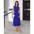 thumbnail image 2 of EASYBRA Women Sleeveless Tie Waist A Line Midi Work Dress Elegant Flowy Cocktail Party Dress with Pockets, 2 of 6