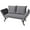 Gray Lounger & Blue Pillowcase, variant on Greesum Outdoor Sofa, Woven Rattan Patio Furniture, Convertible Daybed or Double Chair with Adjustable Armrests, Cushions and Pillows for Yard, Porch, Pool, Brown Lounger & Beige Pillowcase