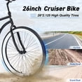 thumbnail image 3 of 26 Inch Beach Cruiser Bike, Steel Frame Single Speed Bicycles with Wide Wheels and Rear Coaster Brakes, Comfy Cruiser Bike for Men Women, Black, 3 of 6