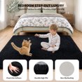 thumbnail image 5 of Disolla 48 x 70 Black Ultra Thick Plush Fluffy Microfiber Bath Mat & Non Slip Washable Bath Rug, Shaggy Floor Mat, 5 of 7