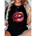 thumbnail image 1 of Chic Regular Size Short Sleeve T-Shirt for Women - Casual Crew Neck with Geometric Print, Stretchy & Comfortable Cotton Blend, Perfect for Summer, 1 of 6
