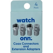 onn Twist-on Coax Connectors and Couplers, 4 Pack