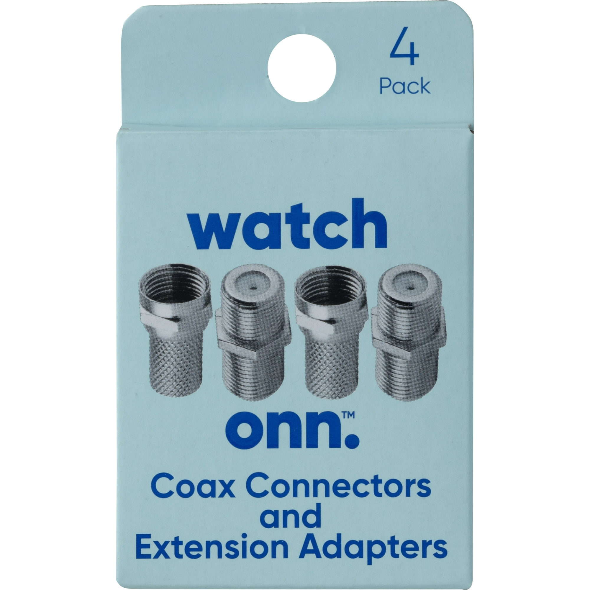 onn Twist-on Coax Connectors and Couplers, 4 Pack