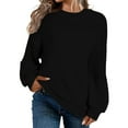 thumbnail image 2 of Alkepwun Women's Casual Sweaters Loose Crewneck Knit Solid Color Pullover Sweater Jumper Tops with Lantern Sleeves, 2 of 4