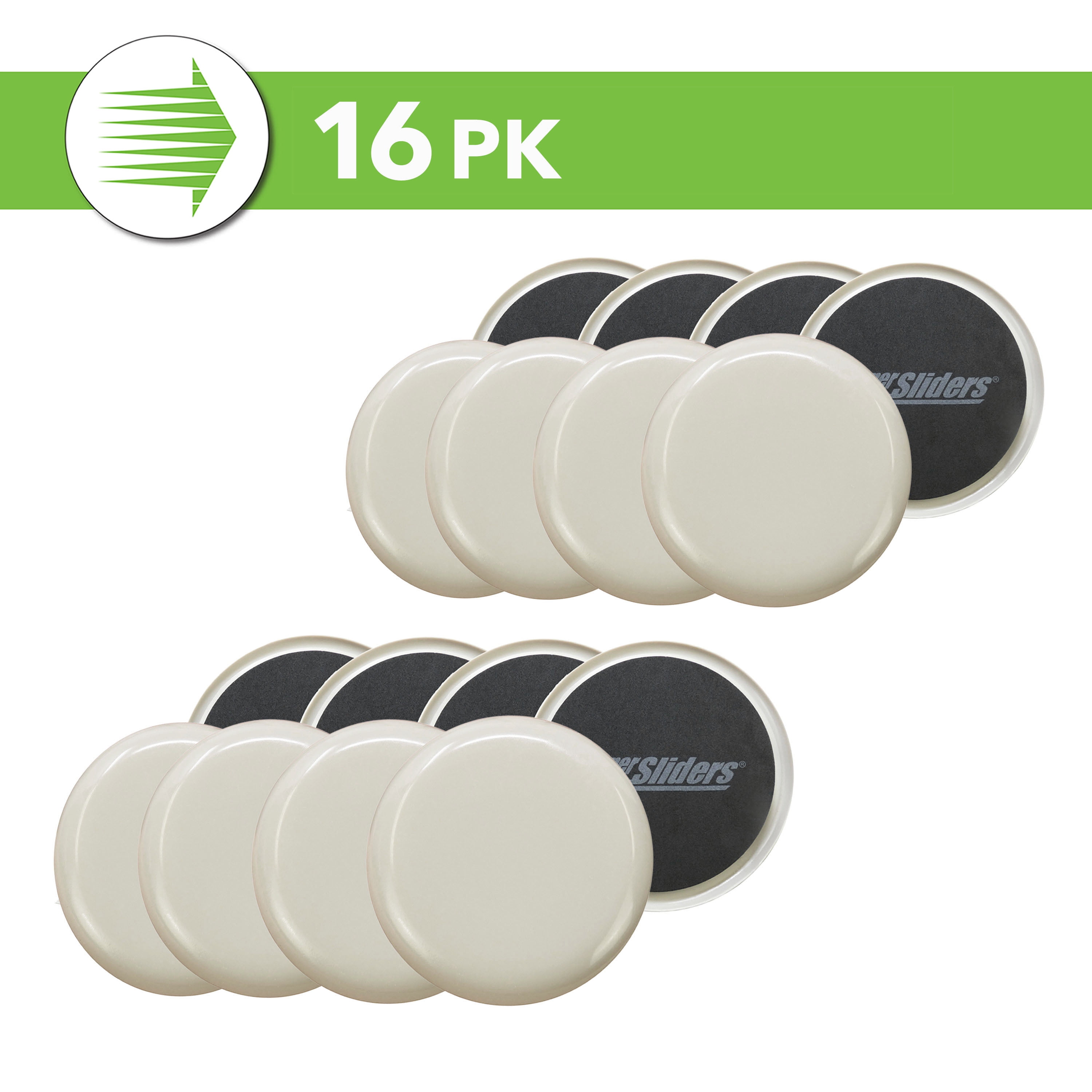 Super Sliders 3 1/2" Round Furniture Sliders – 16 Pack, Reusable Moving Pads for Hardwood Floors (Beige)
