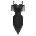 thumbnail image 3 of Sholeno Women Fringe Latin Dance Dress Irregular Rumba Tango Salsa Ballroom Dancing Cocktail Party Dress Black XXL, 3 of 5