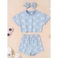 thumbnail image 5 of CARETOO Toddler Girl Clothes Baby Girls Outfits 12M-5T Summer Floral Print Shirt+Shorts+Headband 3pcs Baby Clothing, 5 of 6
