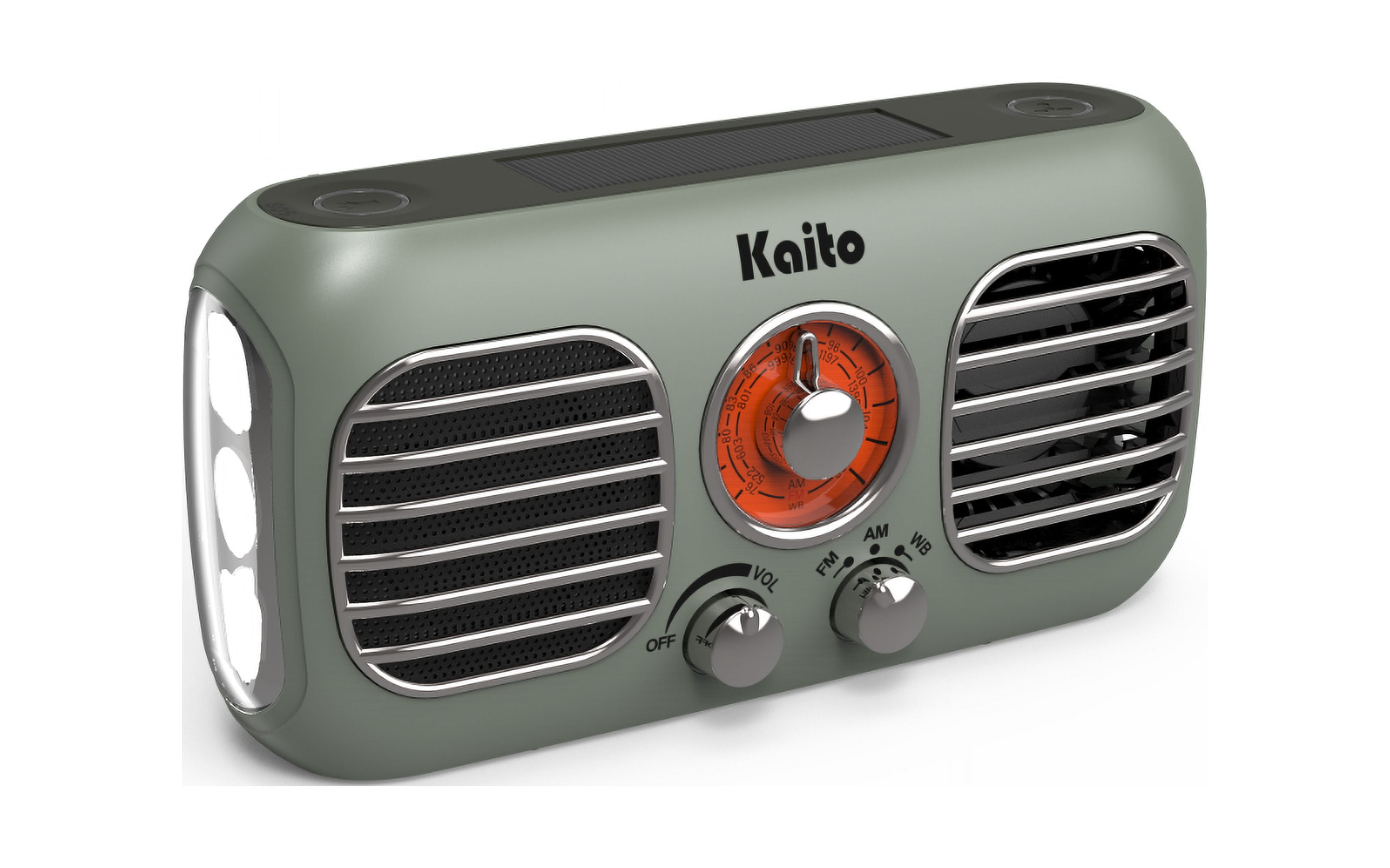 Kaito KA777 AM FM NOAA Weather Emergency Radio with Fan and Flashlight - Gray