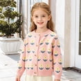 thumbnail image 5 of Girls' Long Sleeve Cardigans Lightweight Crewneck Sweater Classic Button-Up School Uniform Cute Flower Embroidery Knit Jacket, 5 of 5