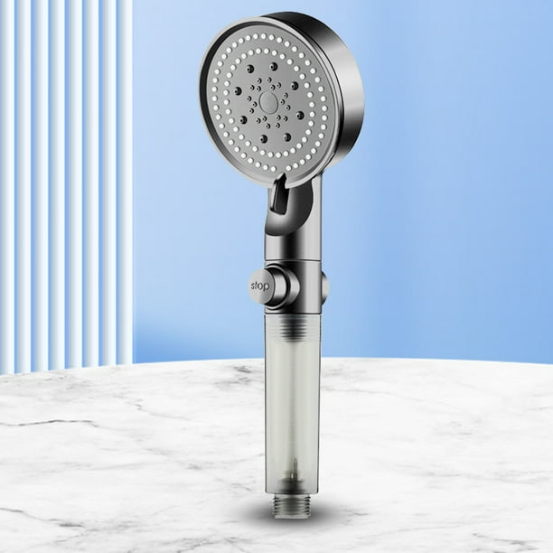 Baño Ducha de lluvia 5 Modos Hotel Pulverizador Ajustable Multifuncional (Grifo de ducha gris + 5 filtros de algodón PP) Wdftyju Libre de BPA