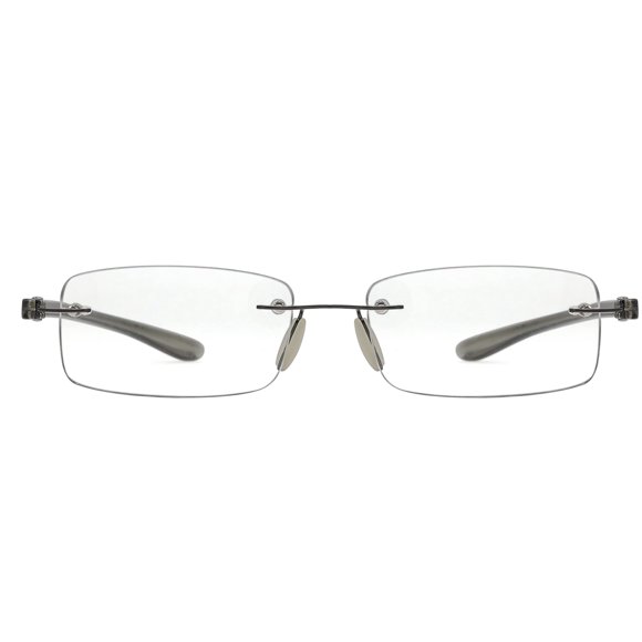 Reducblu Rimless Lightweight Reading Glasses for Women and Men,Frameless Rectangle Readers with Silver Arm +3.00
