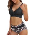 thumbnail image 2 of LAICAIW Womens Two Piece Swimsuits Wrap Front Bikini High Waisted Bottom Tummy Control Bathing Suits Vintage Print Swimwear, 2 of 7
