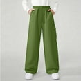 thumbnail image 4 of Girl's Baggy Sweatpants Wide Leg Cargo Pant Elastic Waist Sweatpants with Pockets for Kids Straight Leg Casual Athletic Pants, 4 of 9
