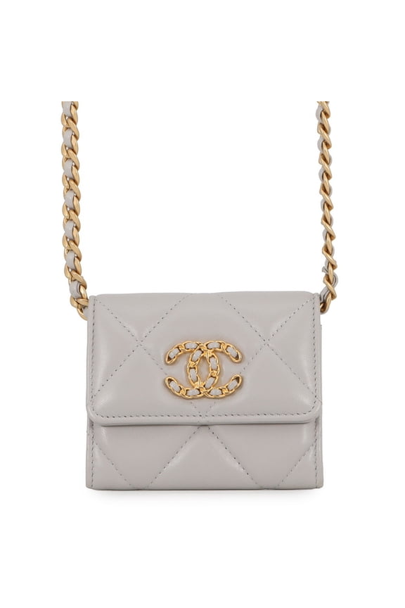 Pre-Owned Chanel Wallet Chain CHANEL19 Flap Compact Coin Purse Lambskin AP1787 CHANEL Women's...