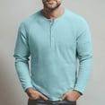 thumbnail image 4 of Lumtrix Men's Long Sleeve Waffle Henley Shirts Casual Big and Tall T-Shirts for Men Basic Lightweight Pullover Button up Top Cyan 3XL, 4 of 8