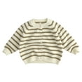 thumbnail image 3 of MKOSPLRT Striped Sweaters for Kids Little Girls Toddler Boy 3-8Y Crew Neck Butotn Down Knit Cardigans Long Sleeve Raglan Jackets, 3 of 7