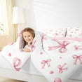 thumbnail image 4 of Feelyou Pink Cartoon Cherry Full Size Comforter Sets, Kawaii Ribbon Bowknot Bedding Comforter Set, Princess Bow-tie Theme Reversible Bedding Sets, Microfiber Bedroom Decor, 3 Pieces, 4 of 8