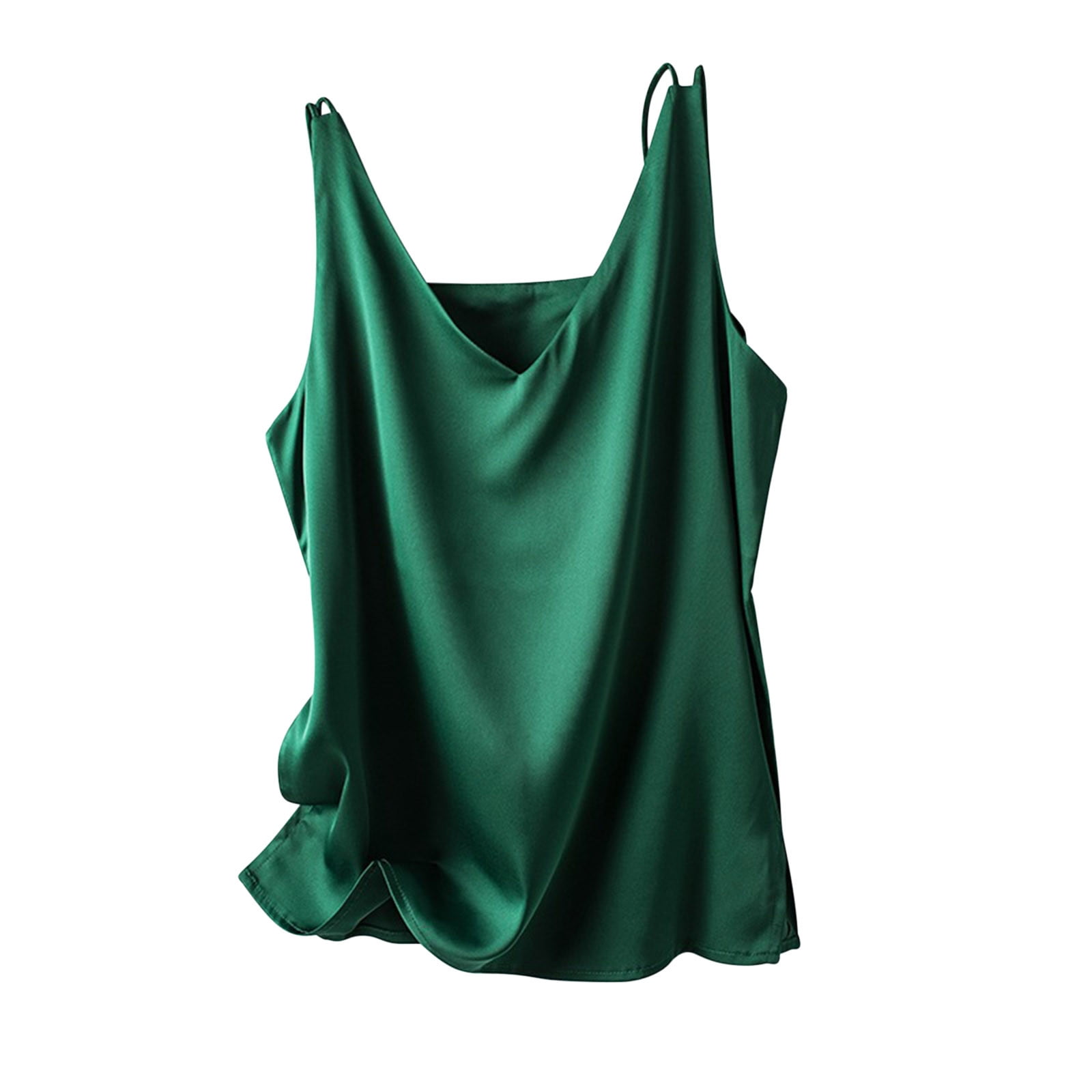 Canotta Satinata Di Seta Donna - Basic Con Spalline, Scollo A V - Multicolore - Foto 1