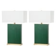thumbnail image 3 of SAFAVIEH Joyce 27.75 in. H Rectangular Faux Table Lamp, Dark Green Faux Snakeskin, Set of 2, 3 of 5