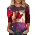 thumbnail image 2 of Fiudx Ofertas Flash Del Día Solo En Línea Moda Mujer Impresión Cuello Redondo Manga 3/4 Camiseta Pulóver Blusa Superior, 2 of 5