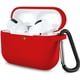 thumbnail image 1 of Funda protectora de silicona JAMW para Airpods Pro a prueba de golpes con mosquetón rojo, 1 of 5