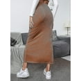 thumbnail image 2 of Women's Elastic Waisted Split Thigh Rib Knit Long Maxi Bodycon Pencil Skirt S-2xl S, 2 of 4