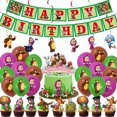 thumbnail image 5 of Decoraciones para fiestas de cumpleaños con temática de niña y oso, suministros para fiestas de dibujos animados, globos, juegos de vajilla desechable para niños y niñas, taza de regalo, 5 of 5